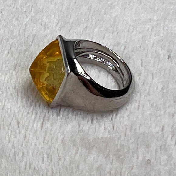 Vince Camuto Citrine Color Silver Tone Ring Chunky Pyramid Statement Cocktail 6 - Picture 5 of 9